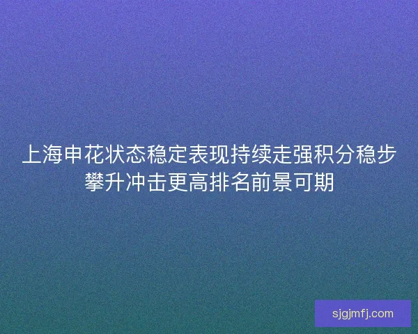 上海申花状态稳定表现持续走强积分稳步攀升冲击更高排名前景可期