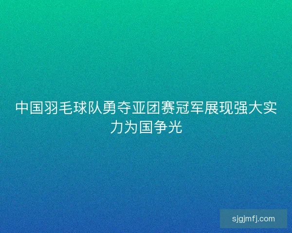 中国羽毛球队勇夺亚团赛冠军展现强大实力为国争光