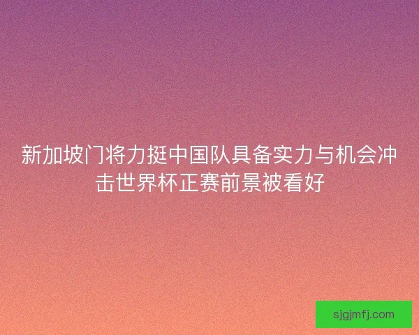 新加坡门将力挺中国队具备实力与机会冲击世界杯正赛前景被看好