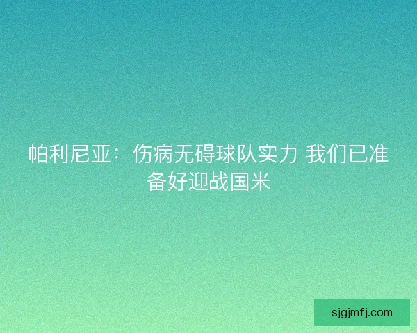 帕利尼亚:伤病无碍球队实力 我们已准备好迎战国米 帕利尼亚:伤病无碍球队实力 我们已准备好迎战国米